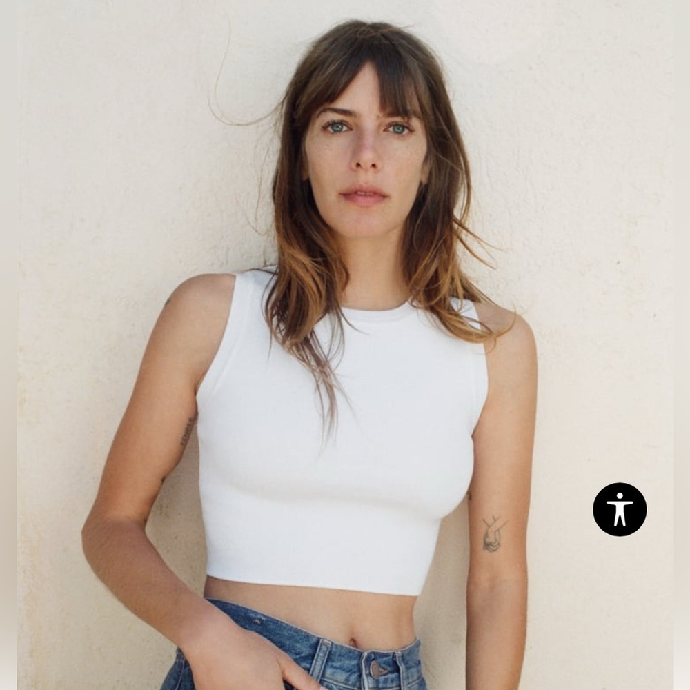 Zara White Knit Crop Top